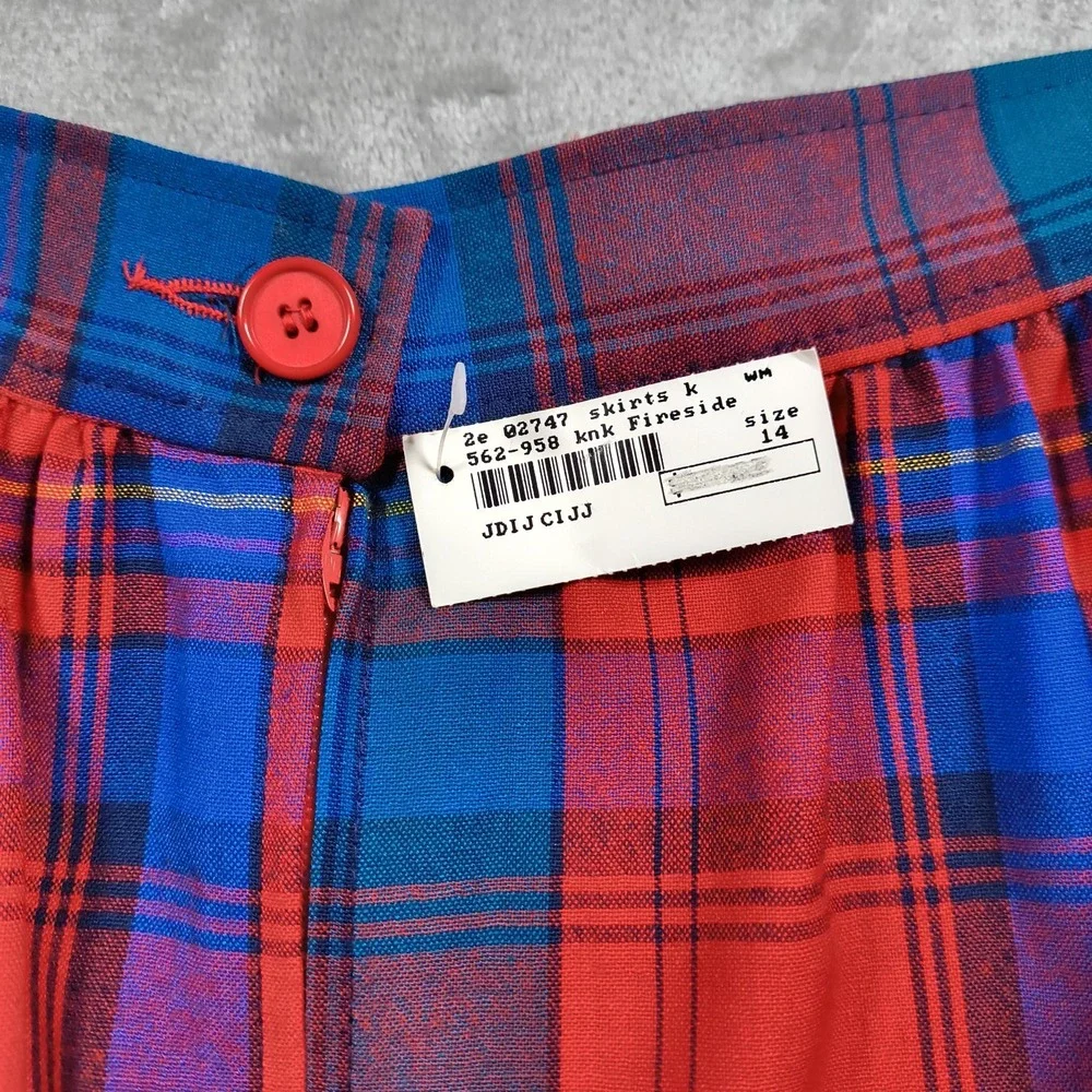 Vintage Pendleton Skirt Womens 14 Red Blue Plaid Long Maxi Tartan 70s Preppy New